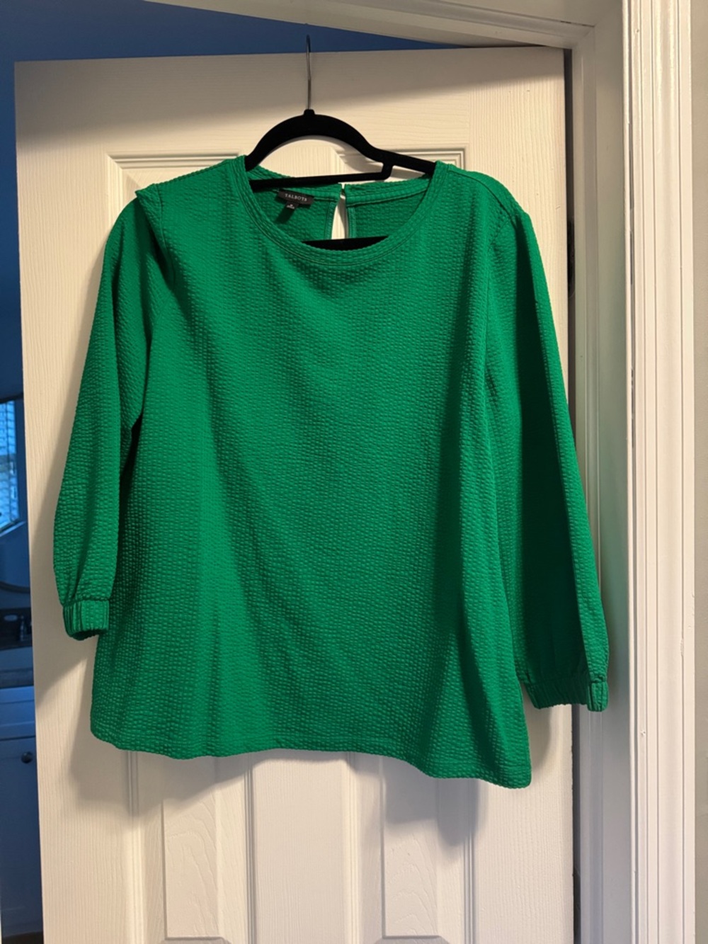 Talbots Emerald Green Textured 3/4-Sleeve Top